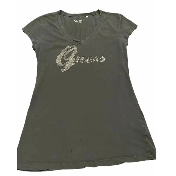 Guess Logo Black Short Sleeves Women Top - Picture 1 of 2